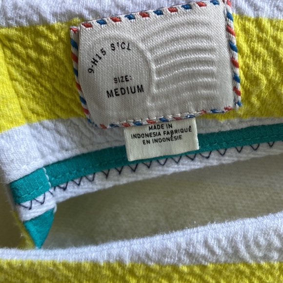 Anthropologie 9-H15 STCl Textured Yellow Striped Postage Fluttersleeve Top, Sz M - Picture 4 of 9